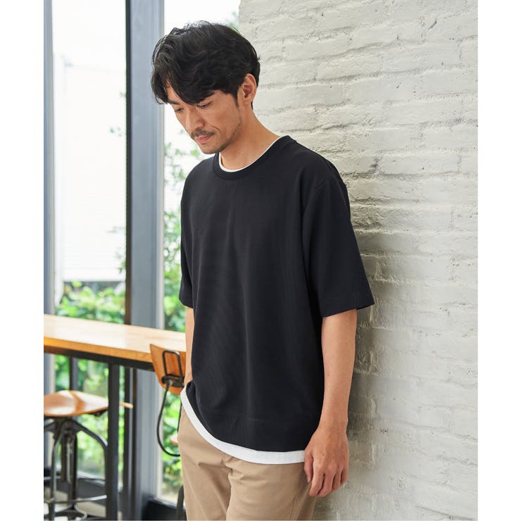 冷感DRYリップル5分袖Tシャツ | ikka  | 詳細画像6 
