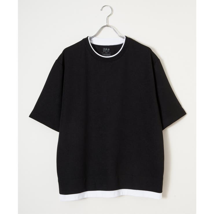 ブラック | 冷感DRYリップル5分袖Tシャツ | ikka 