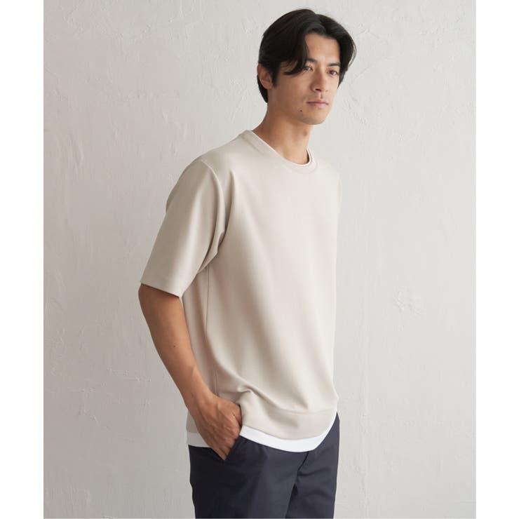 ベージュ | 冷感DRYリップル5分袖Tシャツ | ikka 