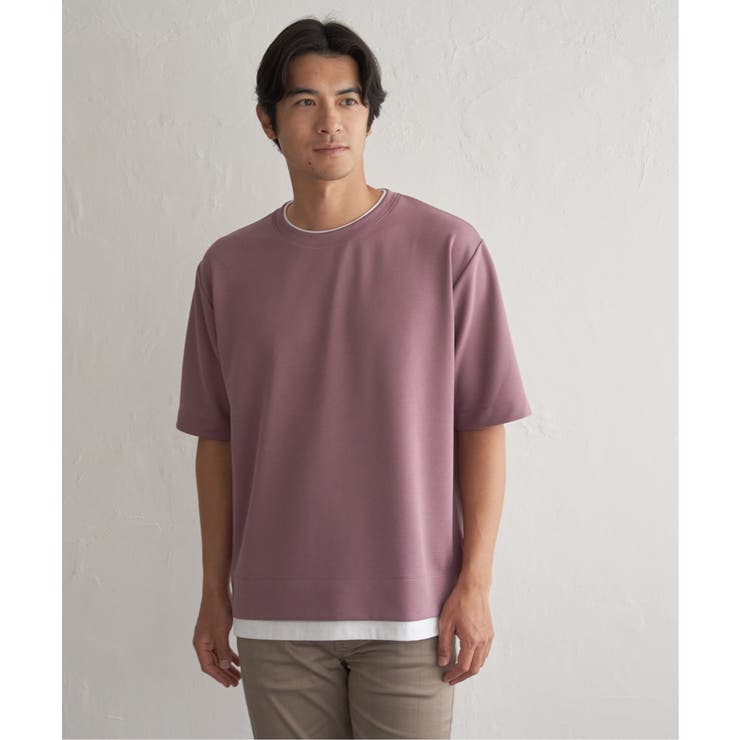 ピンク | 冷感DRYリップル5分袖Tシャツ | ikka 