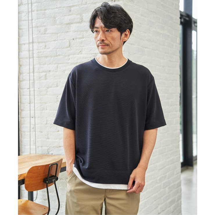 冷感DRYリップル5分袖Tシャツ | ikka  | 詳細画像1 