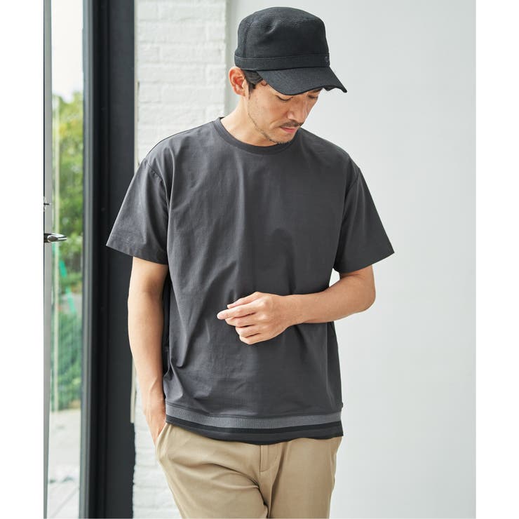 チャコール | 冷感DRYジョーゼットリブTシャツ | ikka 
