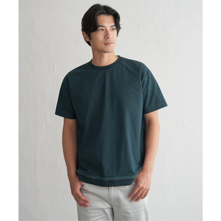 グリーン | 冷感DRYジョーゼットリブTシャツ | ikka 
