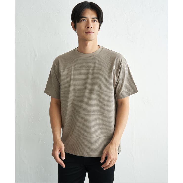 ベージュ | 【お得だ値】冷感コットンドロストボーダーTシャツ | ikka 
