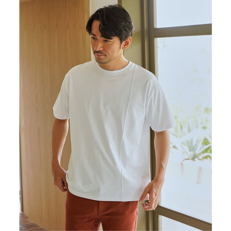 ホワイト | 【接触冷感】ステッチ刺繍Tシャツ | ikka 