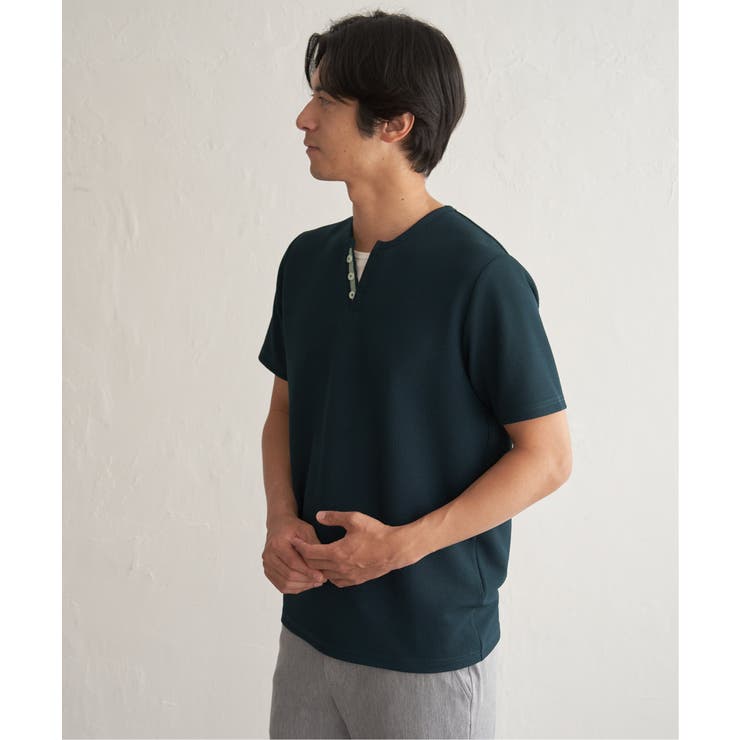 【お得だ値】冷感フェイクヘンリーネックTシャツ | ikka  | 詳細画像17 