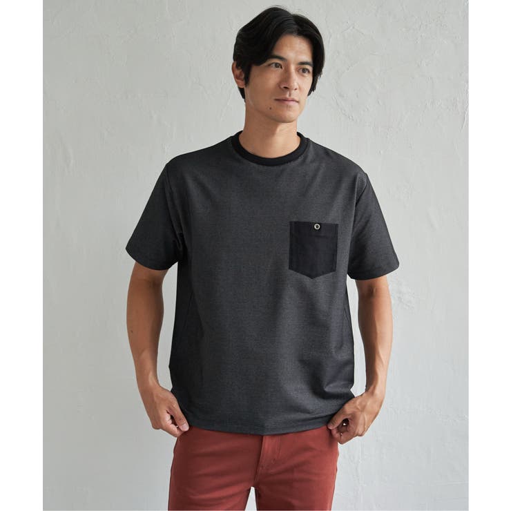 ブラック | 【接触冷感】デニムライクポケットTシャツ | ikka 