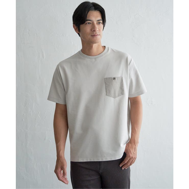 【接触冷感】デニムライクポケットTシャツ | ikka  | 詳細画像1 