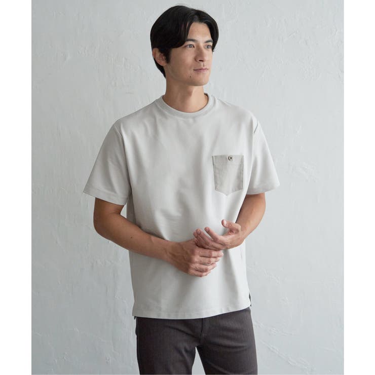 【接触冷感】デニムライクポケットTシャツ | ikka  | 詳細画像2 