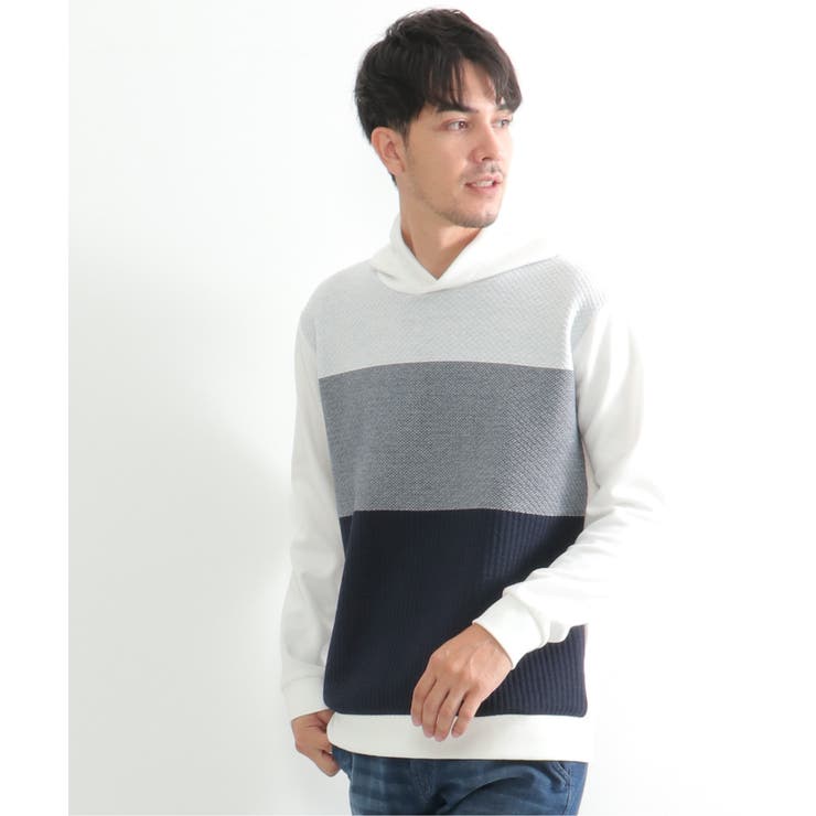 切り替えジャガードプルパーカー | ikka  | 詳細画像1 