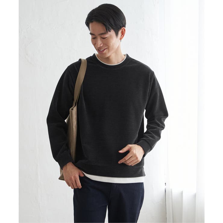 チャコール | モールワッフルフェイクレイヤードプルオーバー  | ikka 