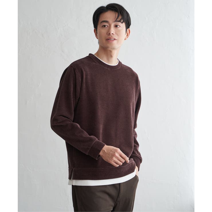 ワイン | モールワッフルフェイクレイヤードプルオーバー  | ikka 