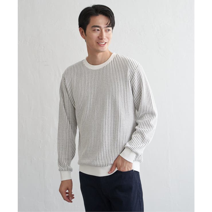 【芸能人着用】ビッグワッフルクルーネックプルオーバー | ikka  | 詳細画像9 