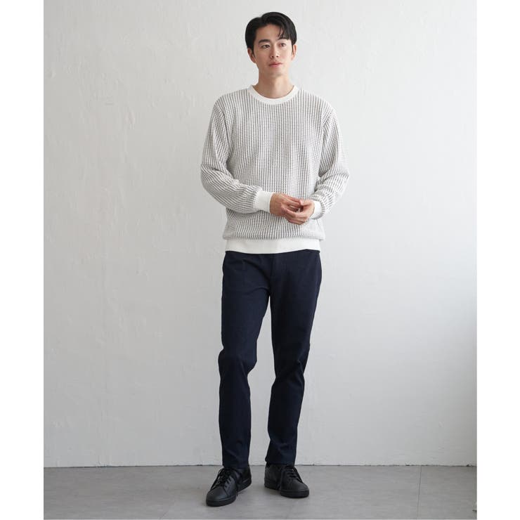 【芸能人着用】ビッグワッフルクルーネックプルオーバー | ikka  | 詳細画像10 