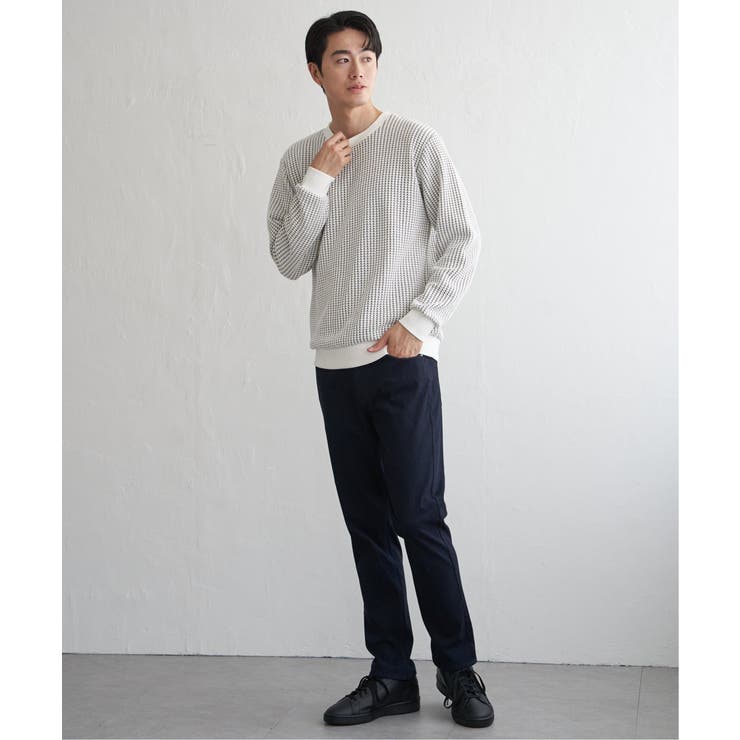 【芸能人着用】ビッグワッフルクルーネックプルオーバー | ikka  | 詳細画像11 