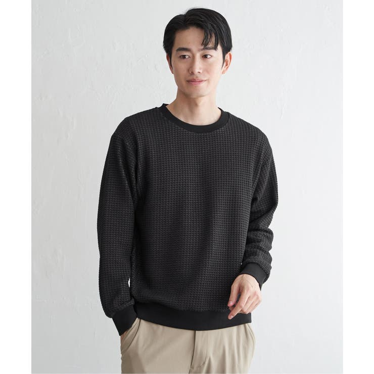 【芸能人着用】ビッグワッフルクルーネックプルオーバー | ikka  | 詳細画像15 
