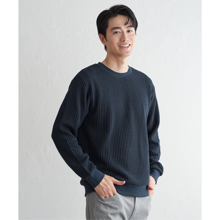 【芸能人着用】ビッグワッフルクルーネックプルオーバー | ikka  | 詳細画像21 