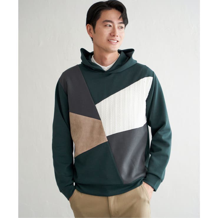 グリーン | 【親子コーデ】ブロックスダンボールプルパーカ | ikka 