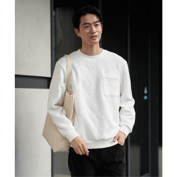 フクレジャカードポケット付きクルーネックプルオーバー | ikka  | 詳細画像2 