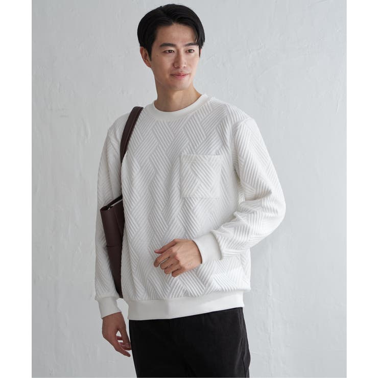 フクレジャカードポケット付きクルーネックプルオーバー | ikka  | 詳細画像5 