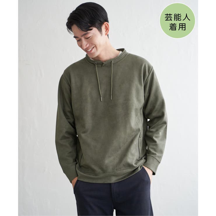 カーキ | 【芸能人着用】GOKU楽スエードジップルーイカラー【抗菌防臭／吸水速乾】 | ikka 