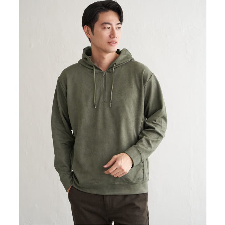 【抗菌防臭／吸水速乾】GOKU楽スエードハーフジップパーカ | ikka  | 詳細画像5 