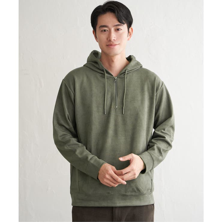 【抗菌防臭／吸水速乾】GOKU楽スエードハーフジップパーカ | ikka  | 詳細画像7 