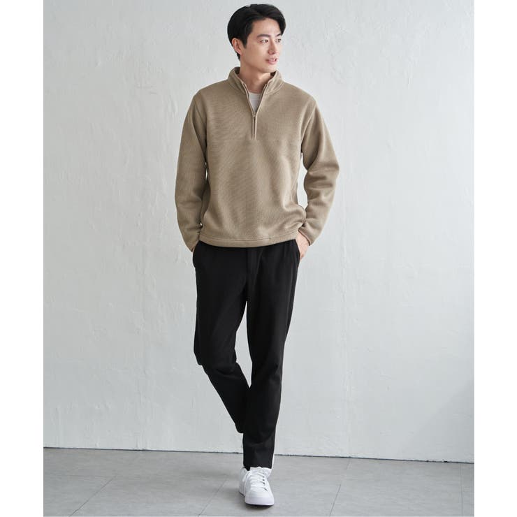 ツイルジャカード裏起毛ハーフジッププルオーバー | ikka  | 詳細画像7 