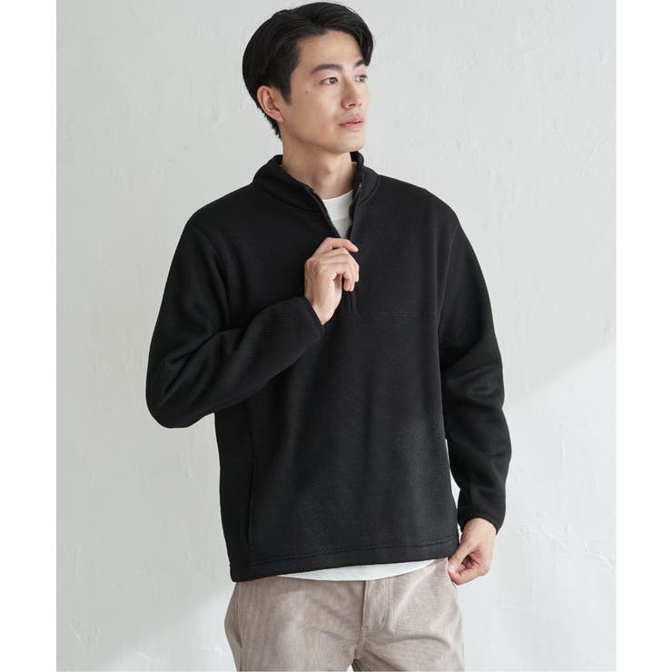 ツイルジャカード裏起毛ハーフジッププルオーバー | ikka  | 詳細画像9 