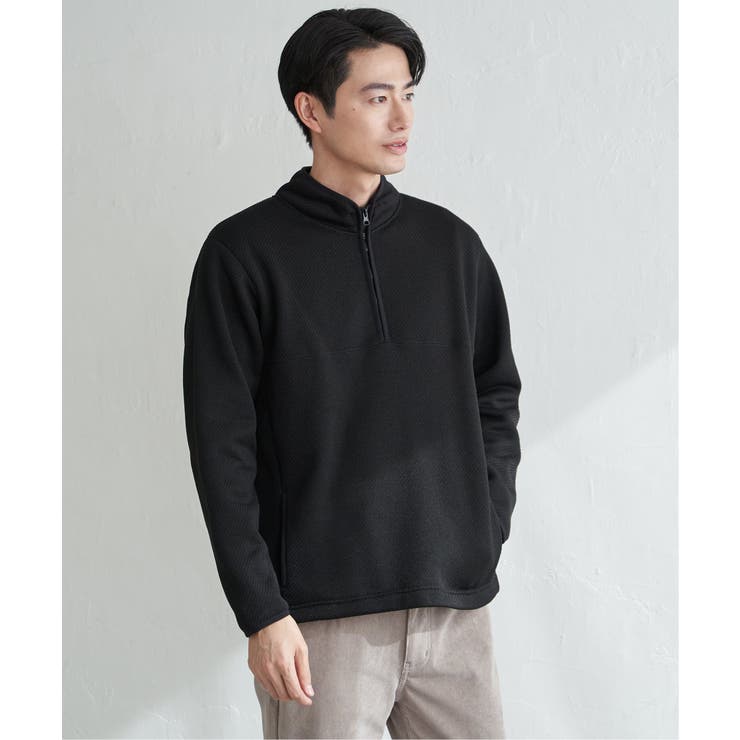 ツイルジャカード裏起毛ハーフジッププルオーバー | ikka  | 詳細画像12 