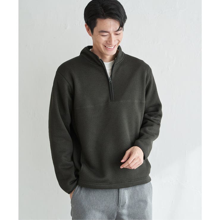 ツイルジャカード裏起毛ハーフジッププルオーバー | ikka  | 詳細画像13 