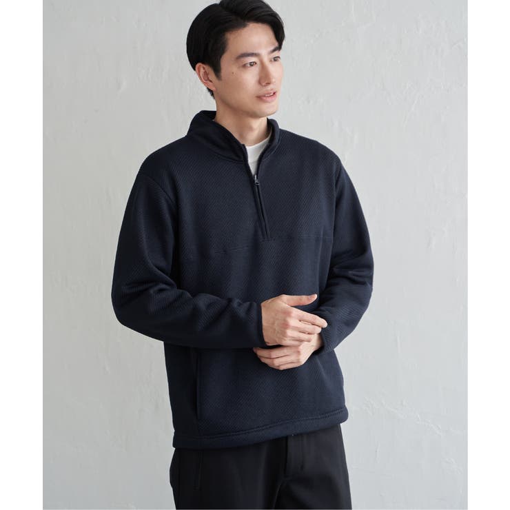 ツイルジャカード裏起毛ハーフジッププルオーバー | ikka  | 詳細画像17 