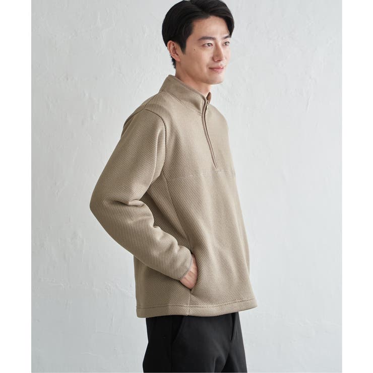 ツイルジャカード裏起毛ハーフジッププルオーバー | ikka  | 詳細画像21 