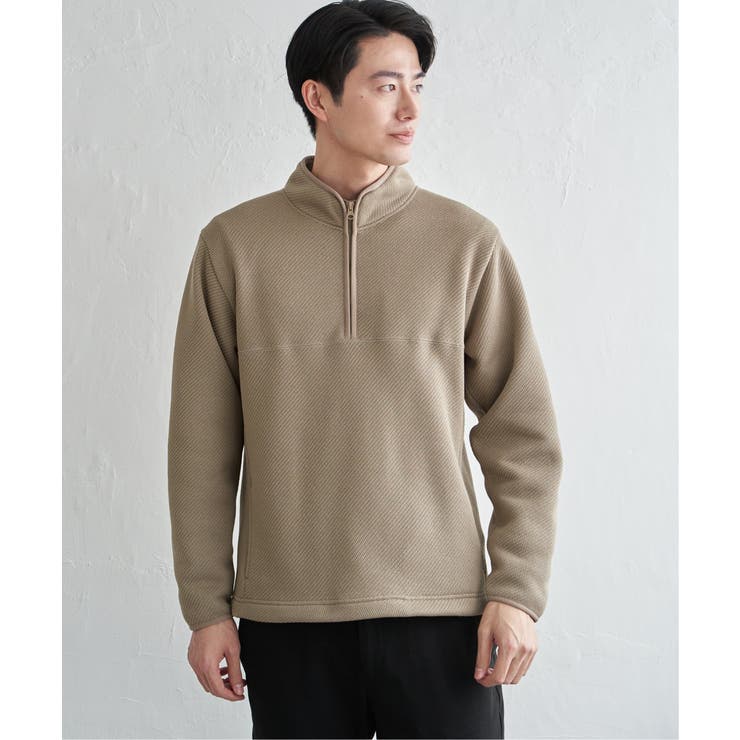 ツイルジャカード裏起毛ハーフジッププルオーバー | ikka  | 詳細画像23 