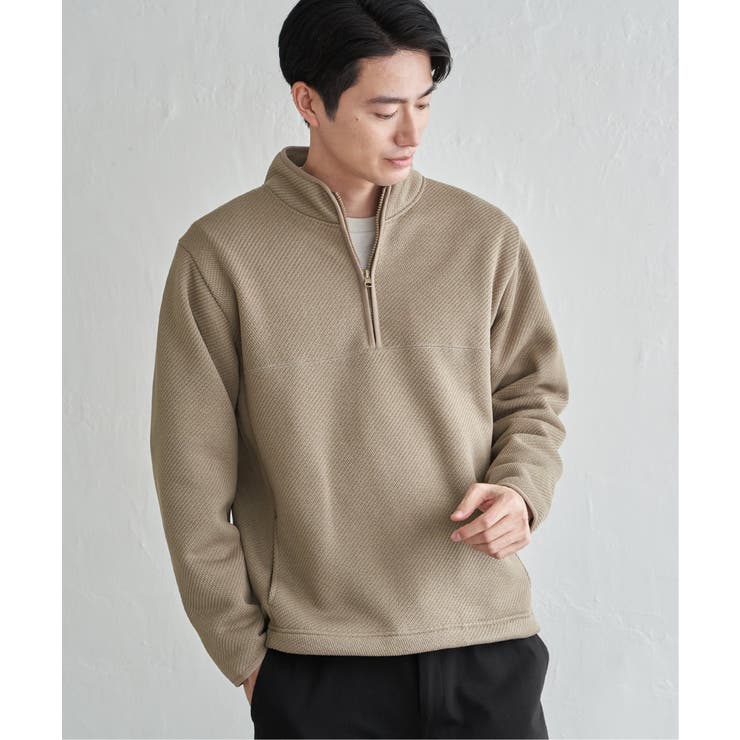 ツイルジャカード裏起毛ハーフジッププルオーバー | ikka  | 詳細画像5 