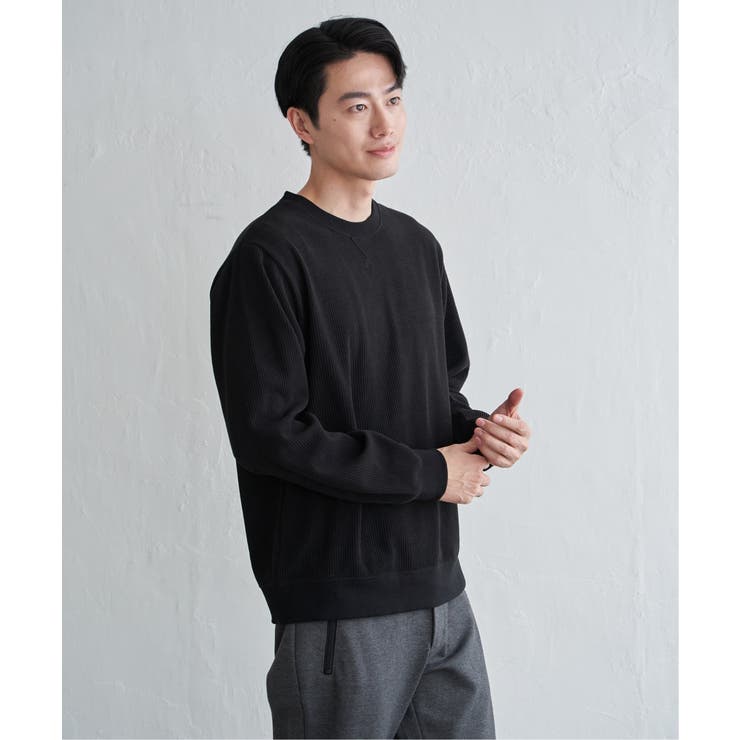 ブラック | モールワッフルクルーネック | ikka 