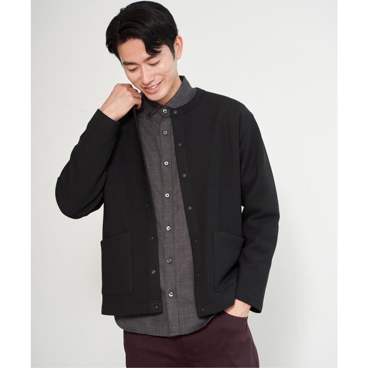 ブラック | 【親子コーデ】ボンディングクルーネックカーディガン | ikka 