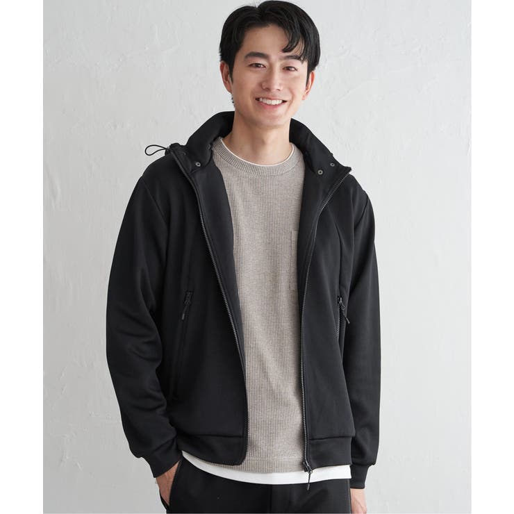 ブラック | 【セットアップ対応】ダブルフェイスカノコ2wayジップパーカ | ikka 