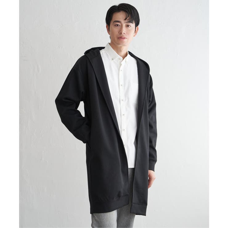 ブラック | 【洗濯機で洗える】鹿の子ダンボールフーディガン | ikka 