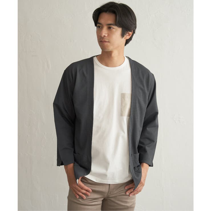 チャコール | DRYメッシュバイカラー7分袖カーディガン | ikka 