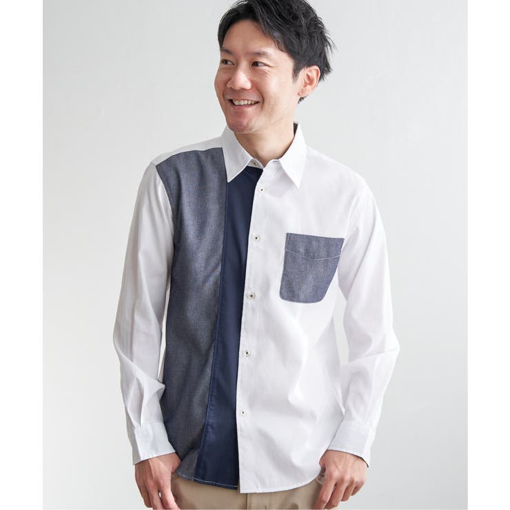 ブロックスパイピング切り替えシャツ | ikka  | 詳細画像1 