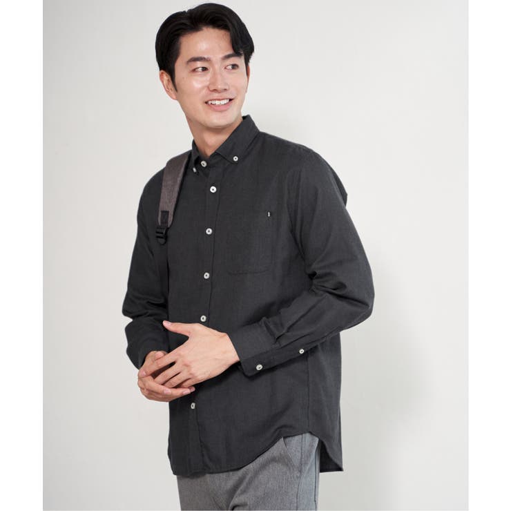 【芸能人着用】イージーケアネルスイスカラーボタンダウンシャツ | ikka  | 詳細画像6 