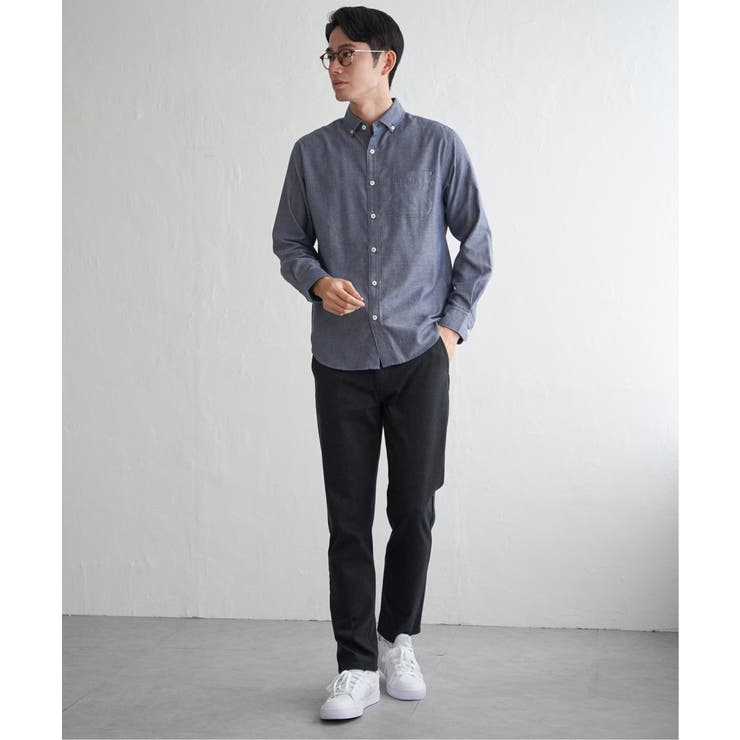 【芸能人着用】イージーケアネルスイスカラーボタンダウンシャツ | ikka  | 詳細画像10 