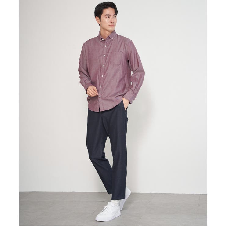 【芸能人着用】イージーケアネルスイスカラーボタンダウンシャツ | ikka  | 詳細画像13 