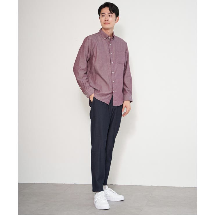 【芸能人着用】イージーケアネルスイスカラーボタンダウンシャツ | ikka  | 詳細画像14 