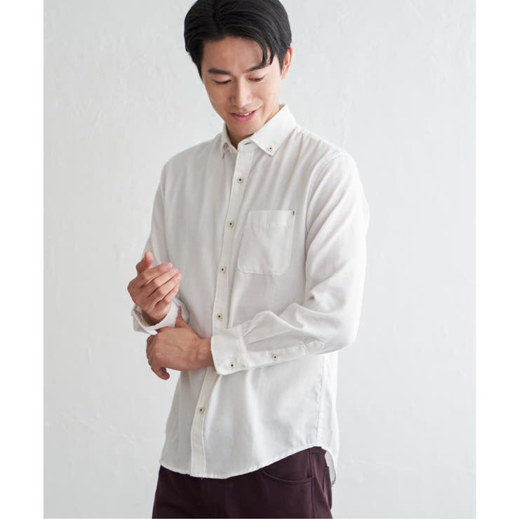 【芸能人着用】イージーケアネルスイスカラーボタンダウンシャツ | ikka  | 詳細画像2 