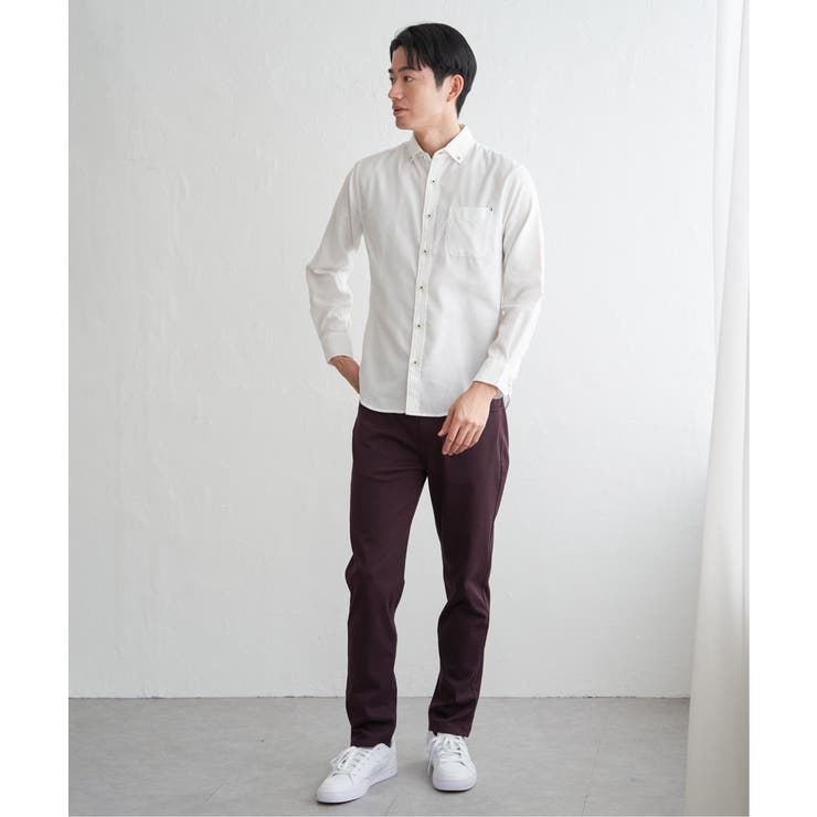 【芸能人着用】イージーケアネルスイスカラーボタンダウンシャツ | ikka  | 詳細画像4 