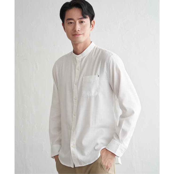 ホワイト | イージ?ケアネルバンドカラーシャツ | ikka 