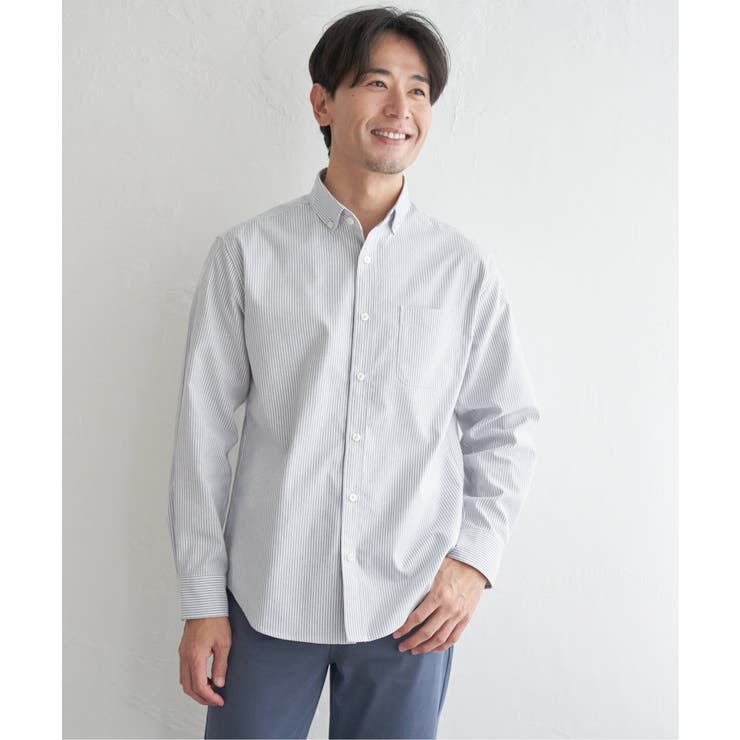 グレー | イージーケアソフトOXスイスカラーボタンダウンシャツ | ikka 