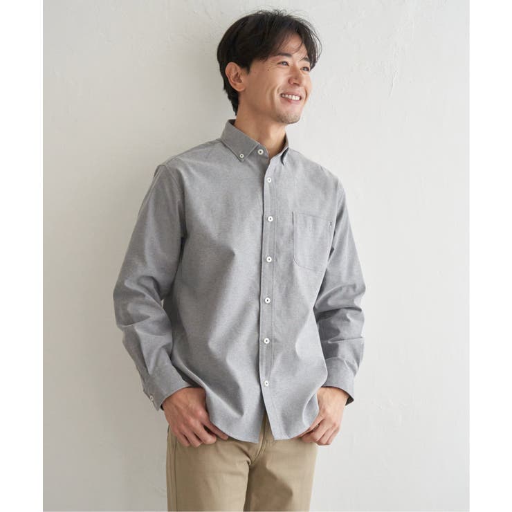 チャコール | イージーケアソフトOXスイスカラーボタンダウンシャツ | ikka 